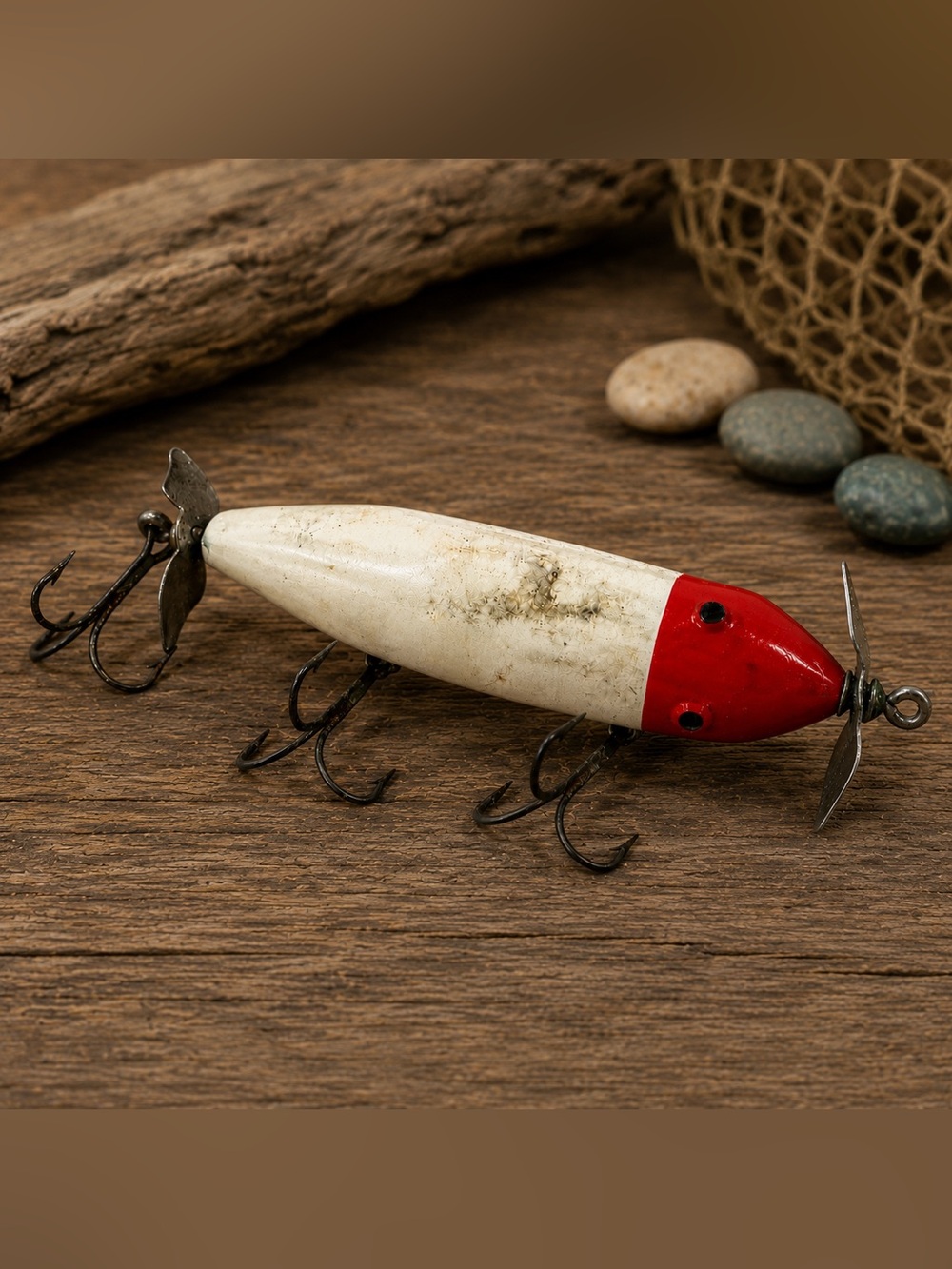 Vintage Creek Chub Injured Minnow 4” Plastic Fishing Lure Red Head White